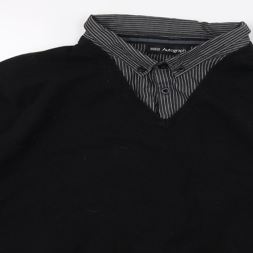 Marks and Spencer Mens Black  Knit Pullover Jumper Size XL