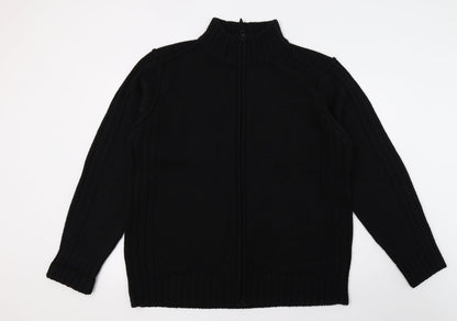 George Mens Black  Knit Full Zip Jumper Size XL