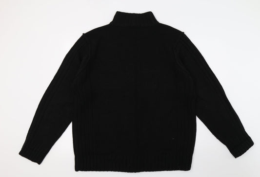 George Mens Black  Knit Full Zip Jumper Size XL