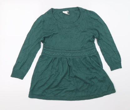 Womens UK Size XS H&M Green Basic T-Shirt