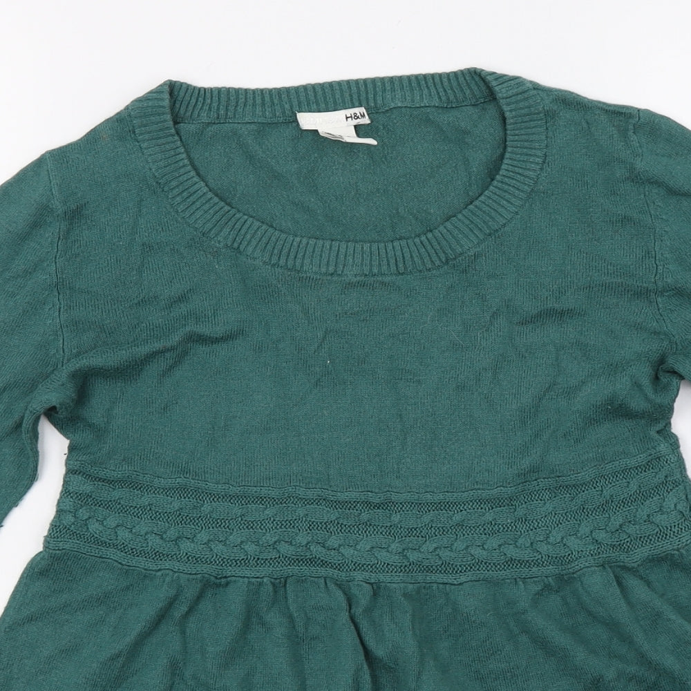 Womens UK Size XS H&M Green Basic T-Shirt