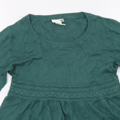 Womens UK Size XS H&M Green Basic T-Shirt