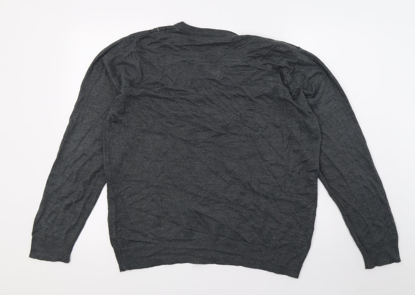 Cedar Wood State Mens Grey Striped Knit Pullover Jumper Size M