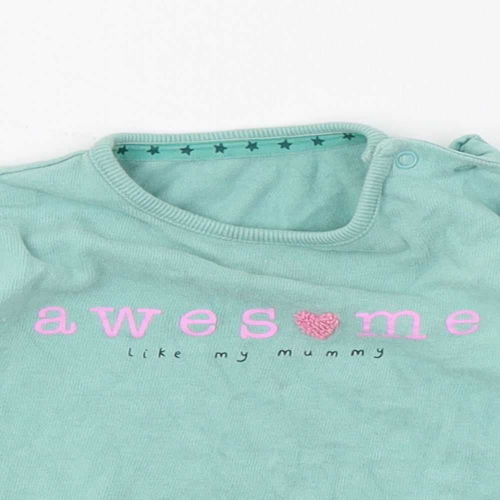 George Girls Green  Jersey Basic T-Shirt Size 6-9 Months  - Awesome Like my mummy