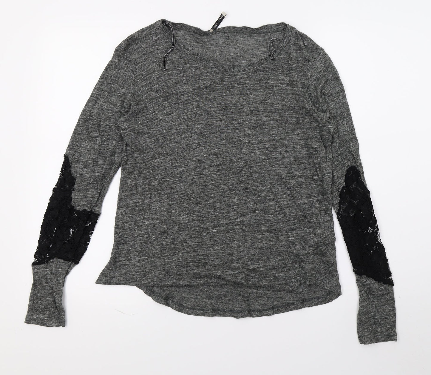 Zara Womens Grey  Knit Pullover Jumper Size M  - Lace detail