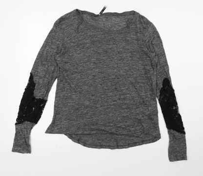 Zara Womens Grey  Knit Pullover Jumper Size M  - Lace detail