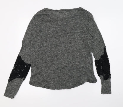 Zara Womens Grey  Knit Pullover Jumper Size M  - Lace detail