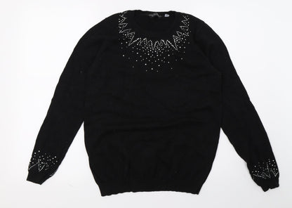 Dorothy Perkins Womens Black  Knit Pullover Jumper Size 10