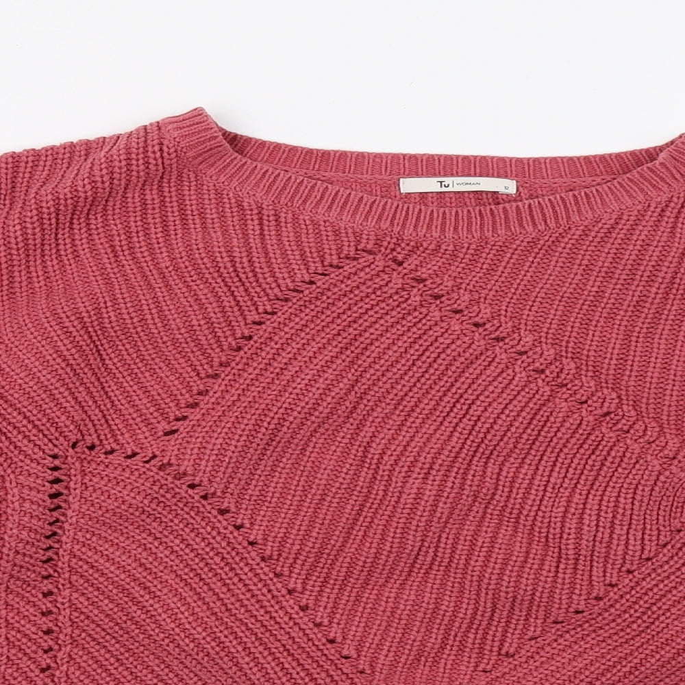 Tu Womens Pink  Knit Pullover Jumper Size 12