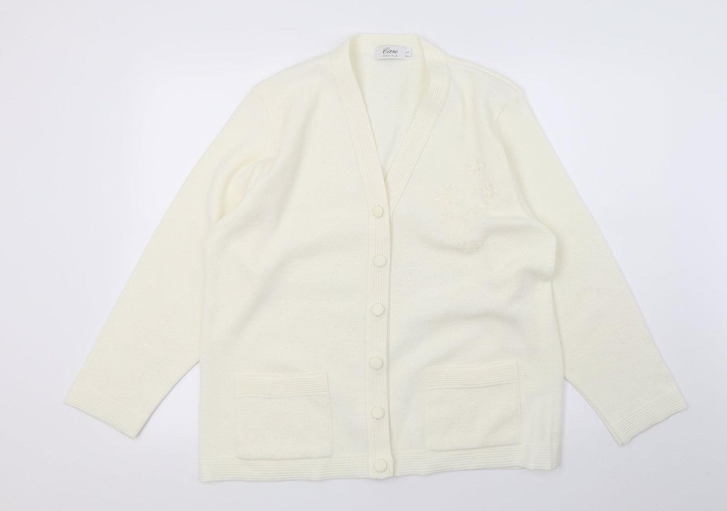 Care Womens Ivory  Knit Cardigan Jumper Size L