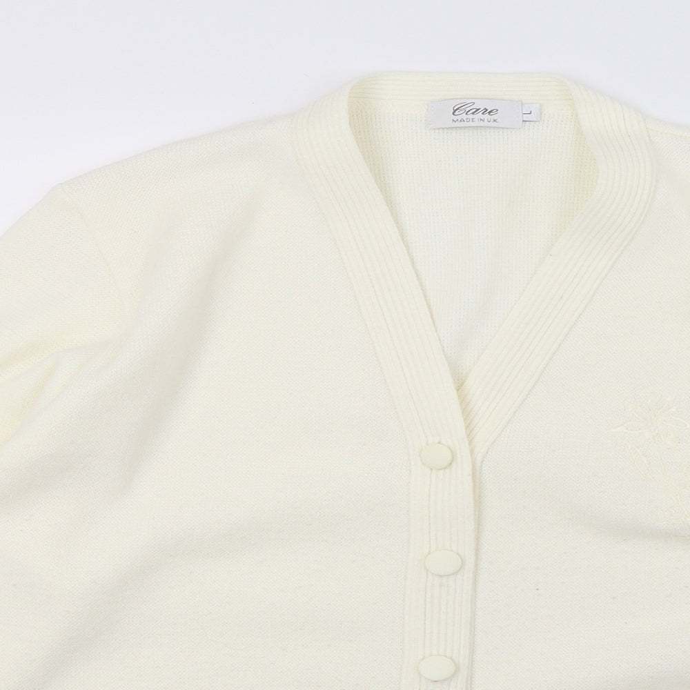 Care Womens Ivory  Knit Cardigan Jumper Size L