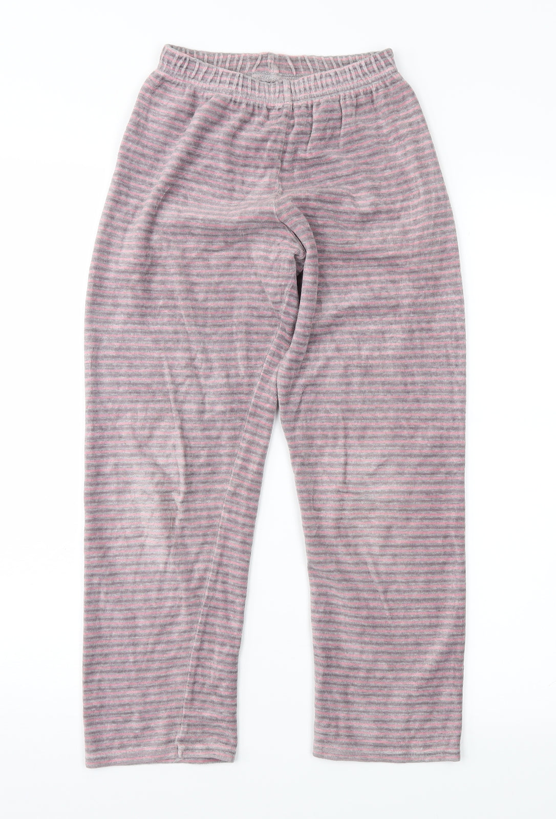 Preworn Girls Pink Striped Fleece Jogger Trousers Size 10 Years