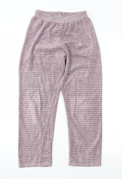 Preworn Girls Pink Striped Fleece Jogger Trousers Size 10 Years