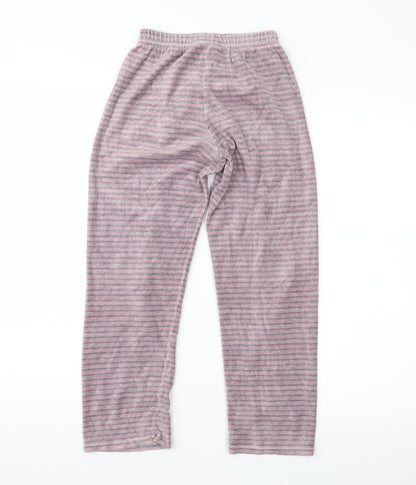 Preworn Girls Pink Striped Fleece Jogger Trousers Size 10 Years