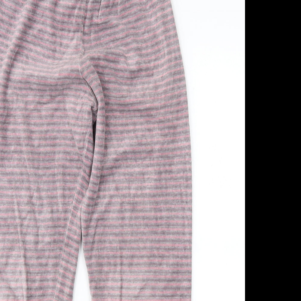 Preworn Girls Pink Striped Fleece Jogger Trousers Size 10 Years