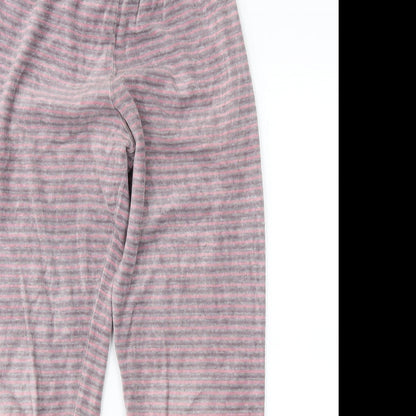Preworn Girls Pink Striped Fleece Jogger Trousers Size 10 Years
