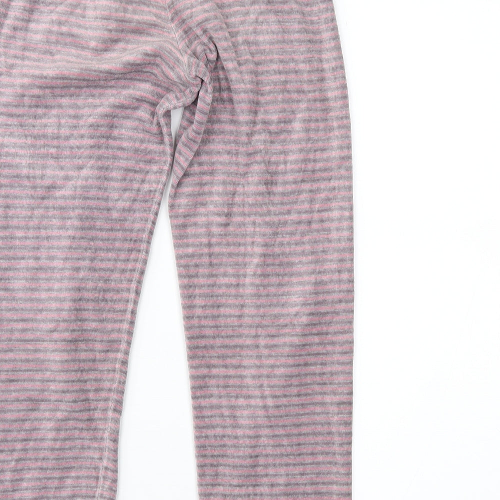 Preworn Girls Pink Striped Fleece Jogger Trousers Size 10 Years