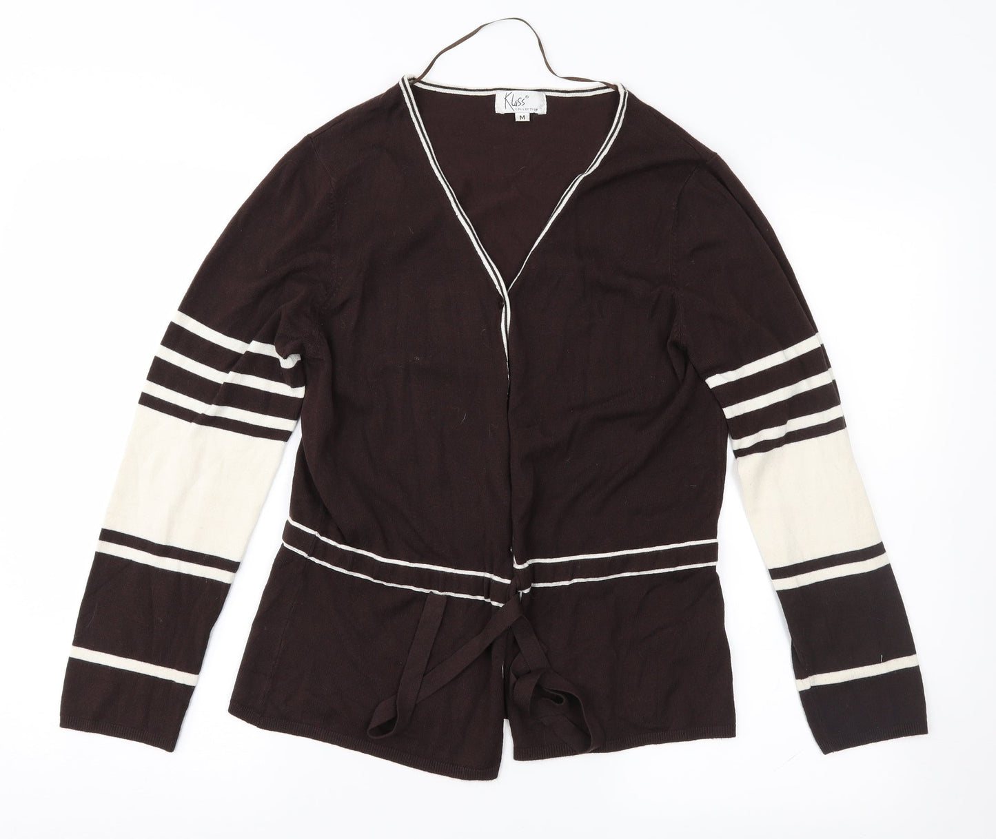 Klass Womens Brown Striped  Cardigan Jumper Size M
