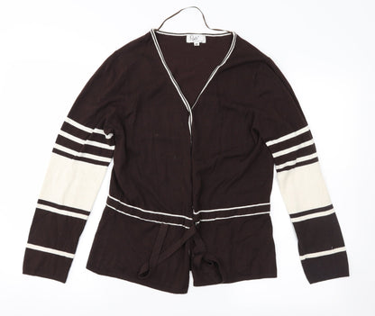 Klass Womens Brown Striped  Cardigan Jumper Size M