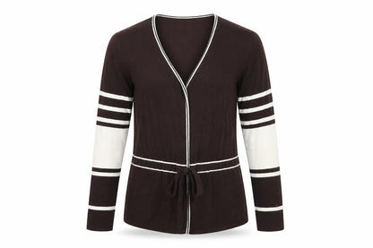 Klass Womens Brown Striped  Cardigan Jumper Size M