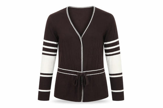 Klass Womens Brown Striped  Cardigan Jumper Size M