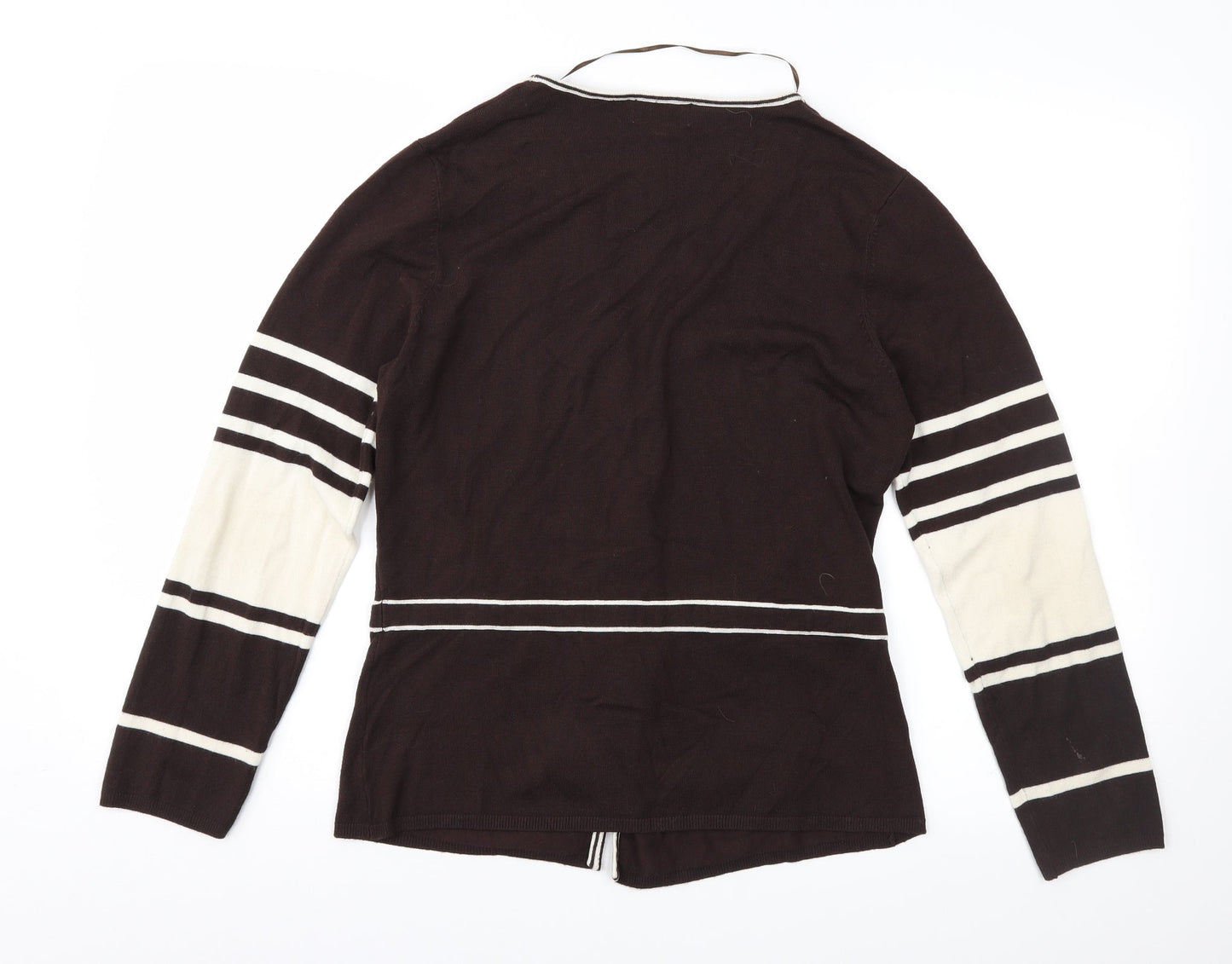 Klass Womens Brown Striped  Cardigan Jumper Size M