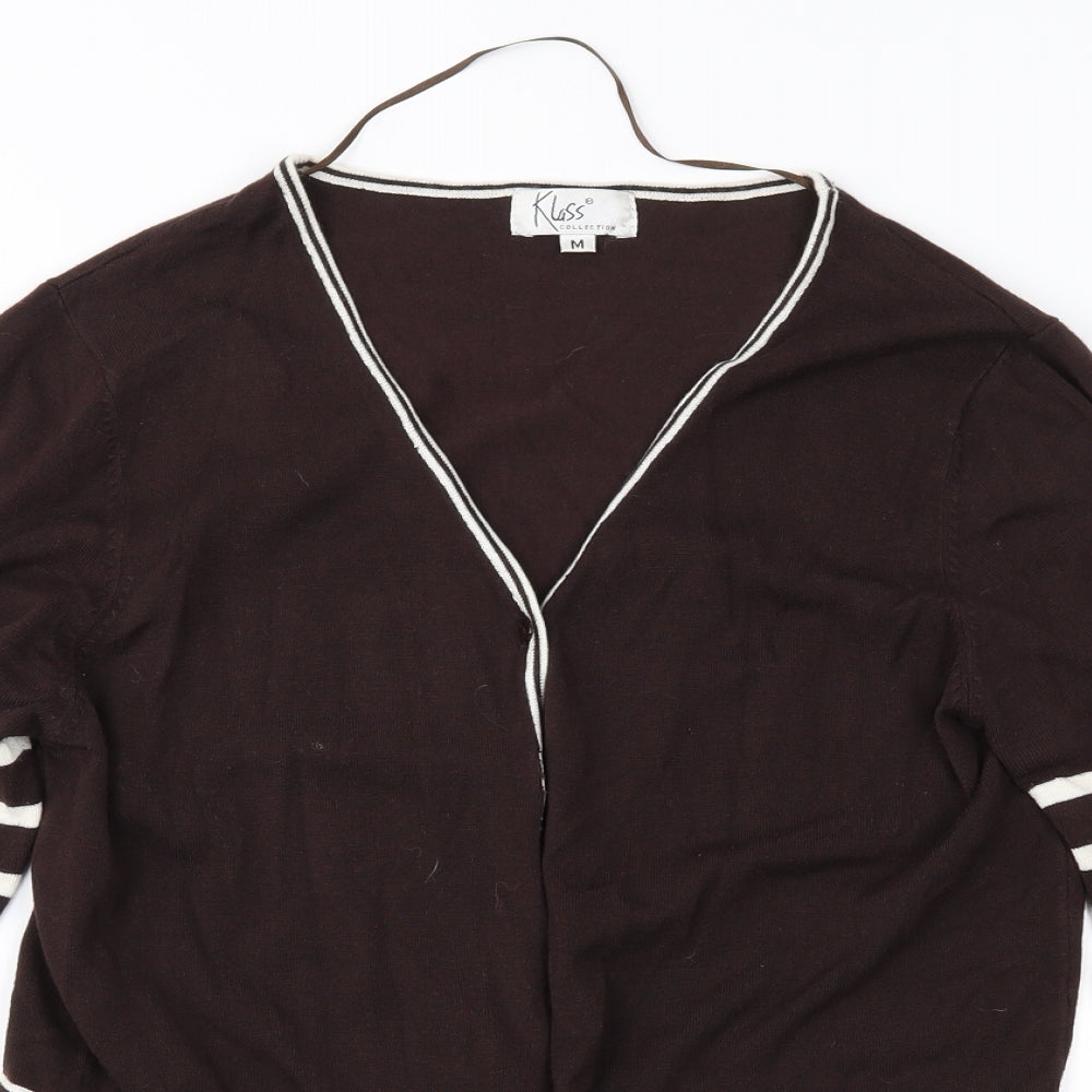 Klass Womens Brown Striped  Cardigan Jumper Size M