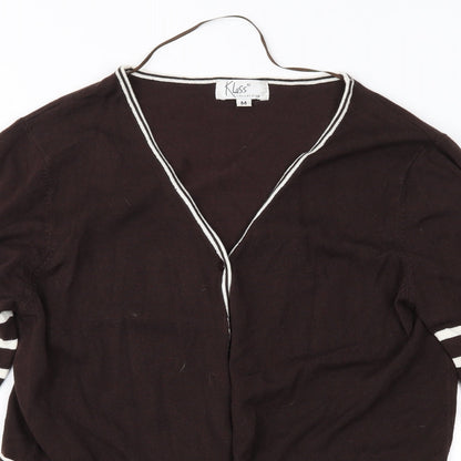 Klass Womens Brown Striped  Cardigan Jumper Size M