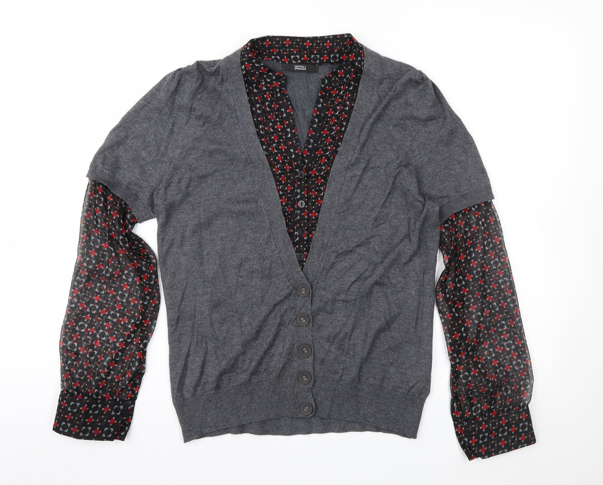 Marks & Spencer Womens Grey Geometric  Pullover Jumper Size 12
