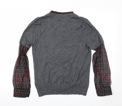 Marks & Spencer Womens Grey Geometric  Pullover Jumper Size 12