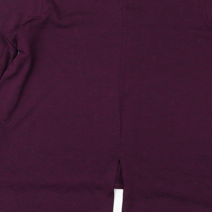 Brand and care label for Atmosphere women’s purple jumper, size L