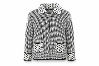 Envy Womens Black Geometric  Cardigan Jumper Size M