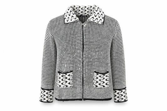 Envy Womens Black Geometric  Cardigan Jumper Size M