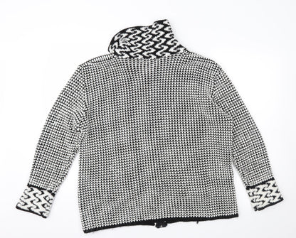 Envy Womens Black Geometric  Cardigan Jumper Size M