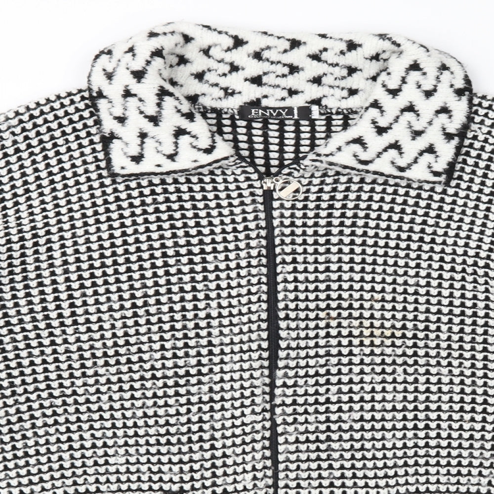 Envy Womens Black Geometric  Cardigan Jumper Size M