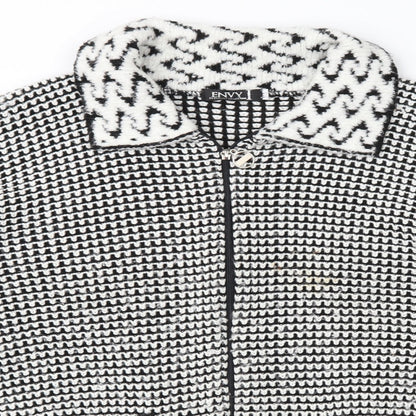 Envy Womens Black Geometric  Cardigan Jumper Size M