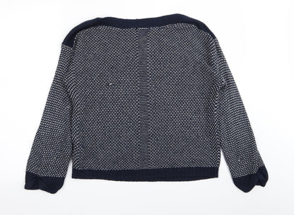 Indigo Womens Blue Houndstooth  Pullover Jumper Size 12