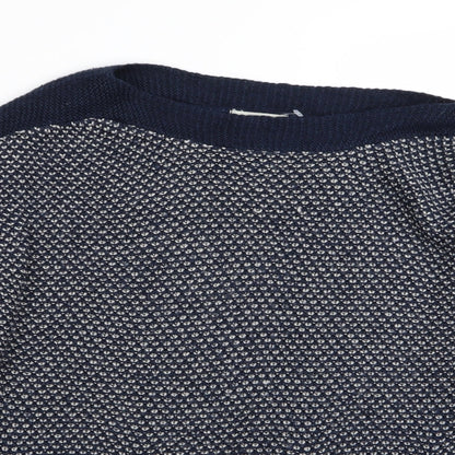 Indigo Womens Blue Houndstooth  Pullover Jumper Size 12