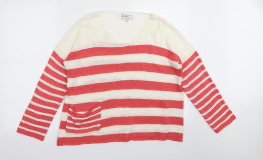 Capri Womens Multicoloured Striped  Pullover Jumper Size M