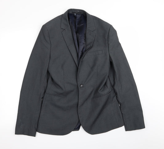 Mens UK Size 38 Topman Regular Grey Suit Jacket