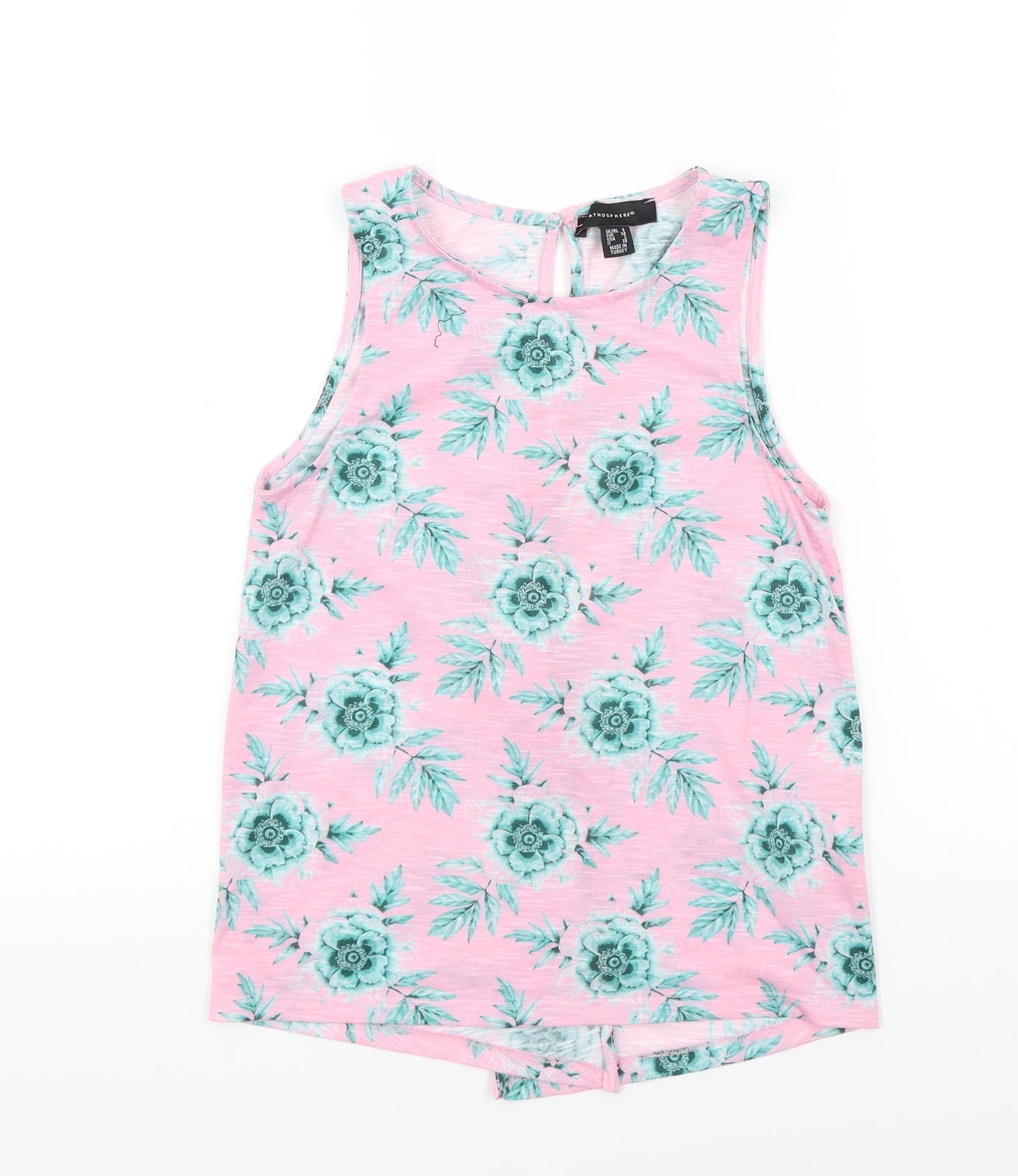 Primark Womens Pink Floral  Basic T-Shirt Size 6  - open back