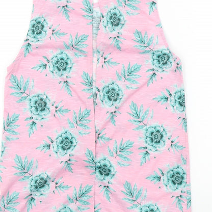 Primark Womens Pink Floral  Basic T-Shirt Size 6  - open back