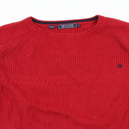 Maine Mens Red   Pullover Jumper Size L