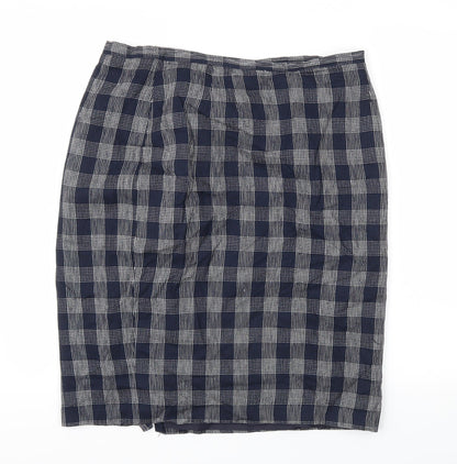 debanams Womens Blue Check  Flare Skirt Size 16