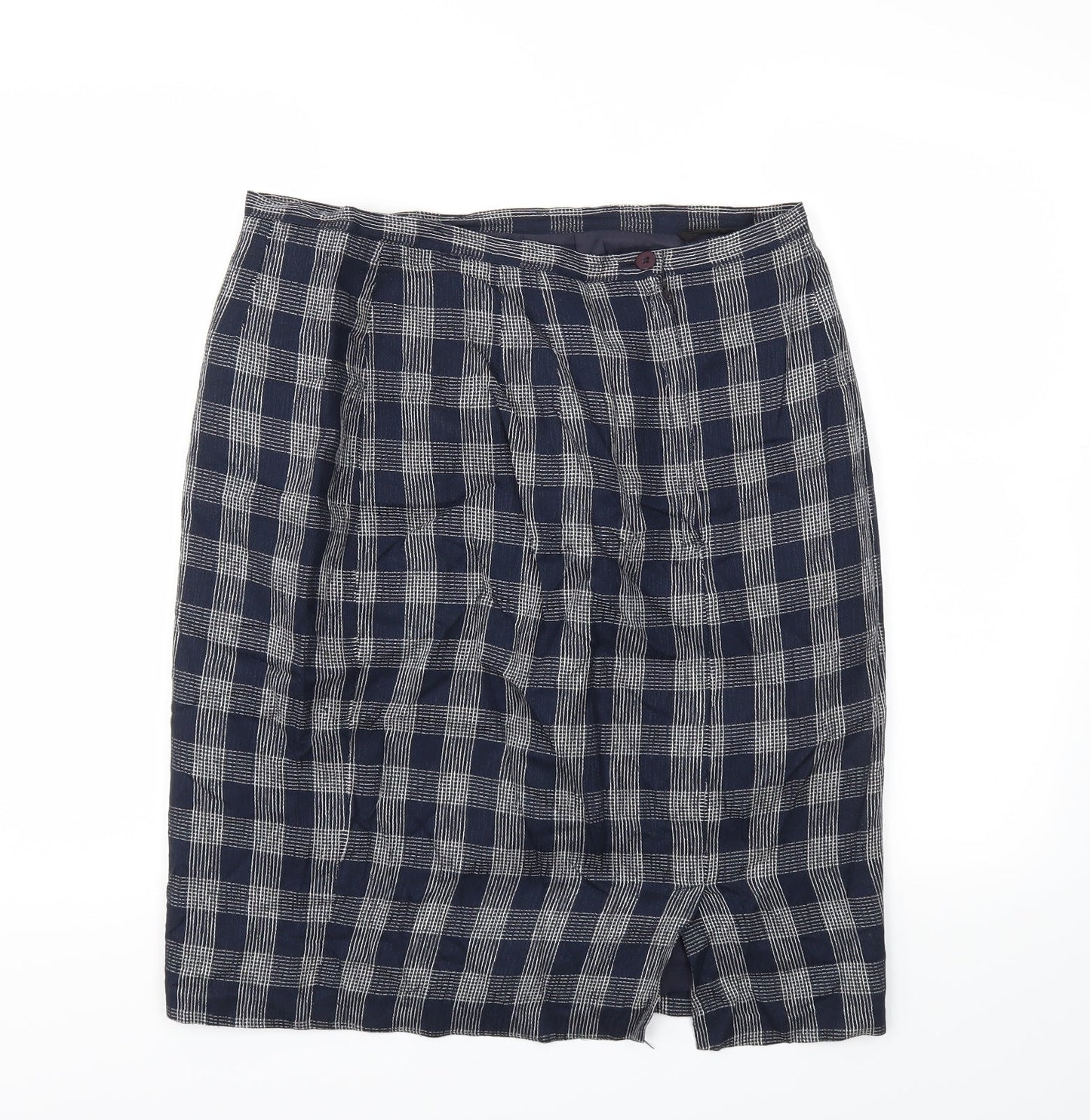 debanams Womens Blue Check  Flare Skirt Size 16