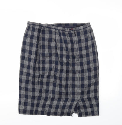 debanams Womens Blue Check  Flare Skirt Size 16