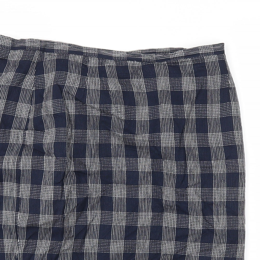 debanams Womens Blue Check  Flare Skirt Size 16