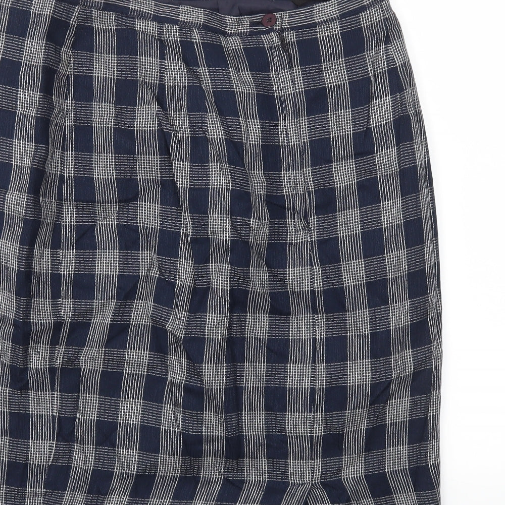 debanams Womens Blue Check  Flare Skirt Size 16