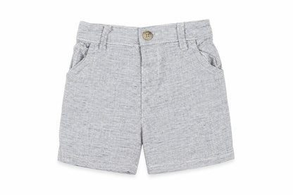 Front view of Matalan boys’ blue capri trousers, size 12-18, months