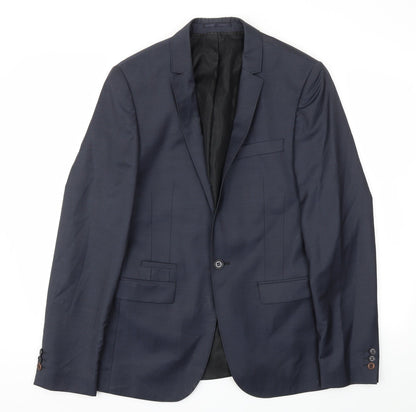 Mens UK Size 40 River Island Regular Blue Suit Jacket